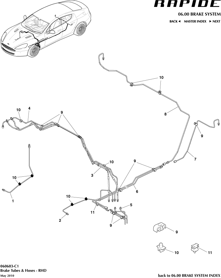 Brake Lines & Hoses, RHD of Aston Martin Aston Martin GT RAPIDE (2010-2019)