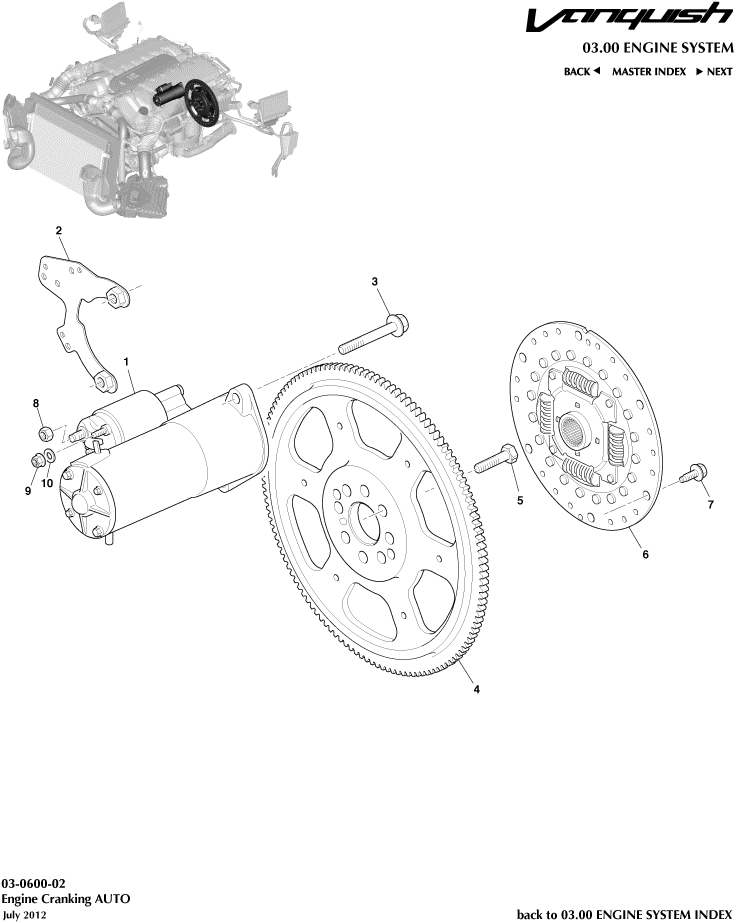 Engine Cranking, Auto of Aston Martin Aston Martin GT VANQUISH (2013-2018)