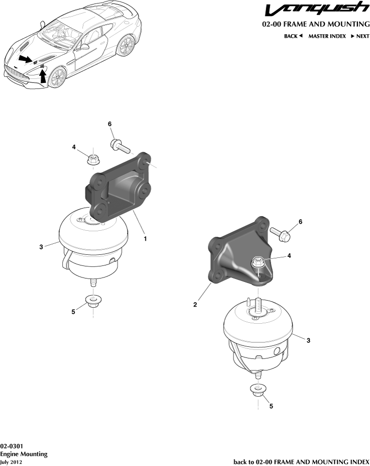 Engine Mountings of Aston Martin Aston Martin GT VANQUISH (2013-2018)