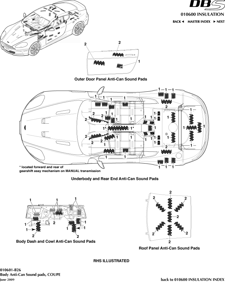 Anti-Can Sound Pads, Coupe of Aston Martin Aston Martin GT DBS (2007-2012)