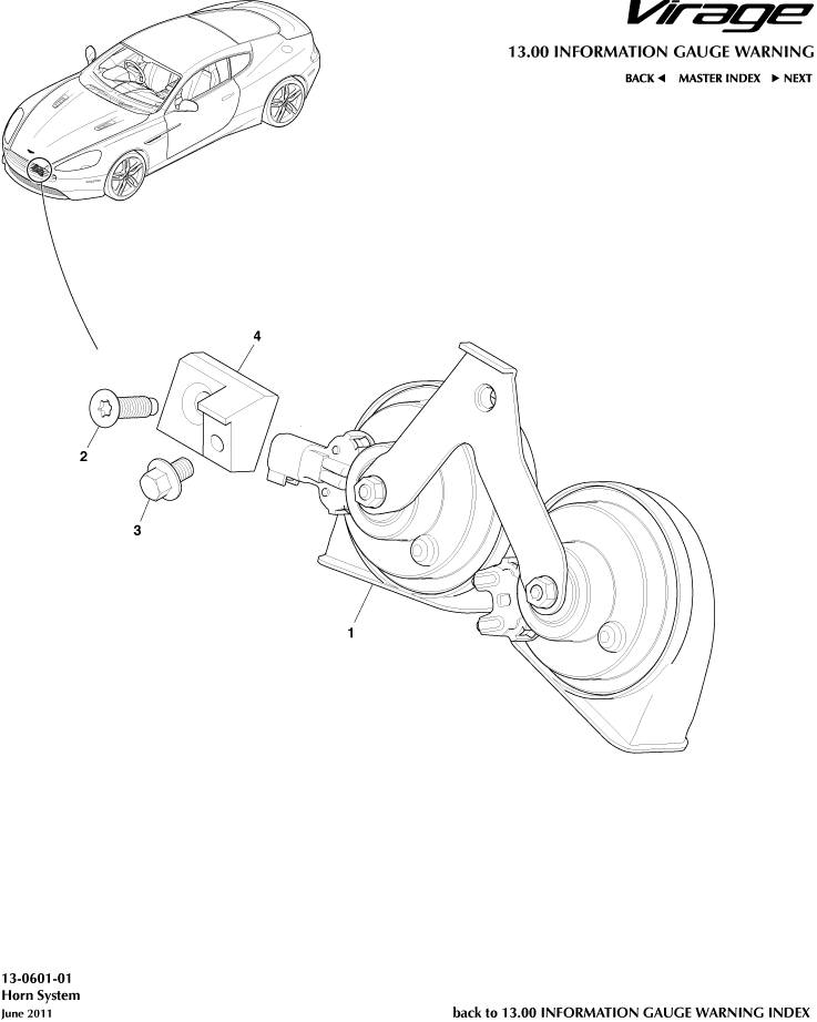 Traffic Horn of Aston Martin Aston Martin GT VIRAGE (2012-2013)