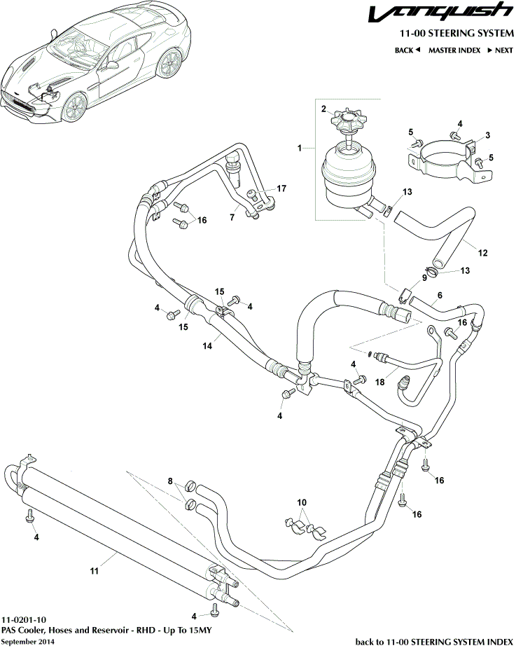 PAS Hoses, RHD to 15MY of Aston Martin Aston Martin GT VANQUISH (2013-2018)