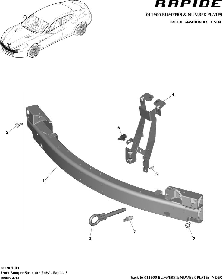 Front Bumper Structure, 'S' RoW of Aston Martin Aston Martin GT RAPIDE (2010-2019)