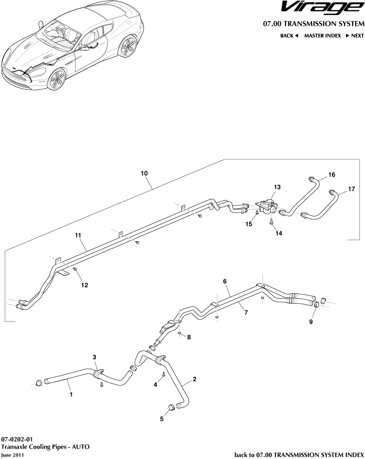 Transmission Oil Cooler Pipes of Aston Martin Aston Martin GT VIRAGE (2012-2013)