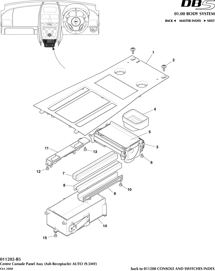 Console and Switches - Centre Console, Auto of Aston Martin Aston Martin GT DBS (2007-2012)