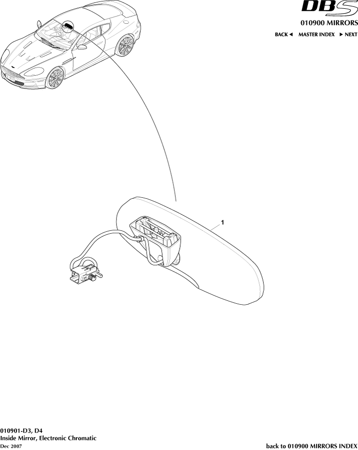 Interior Mirror, Chromatic of Aston Martin Aston Martin GT DBS (2007-2012)