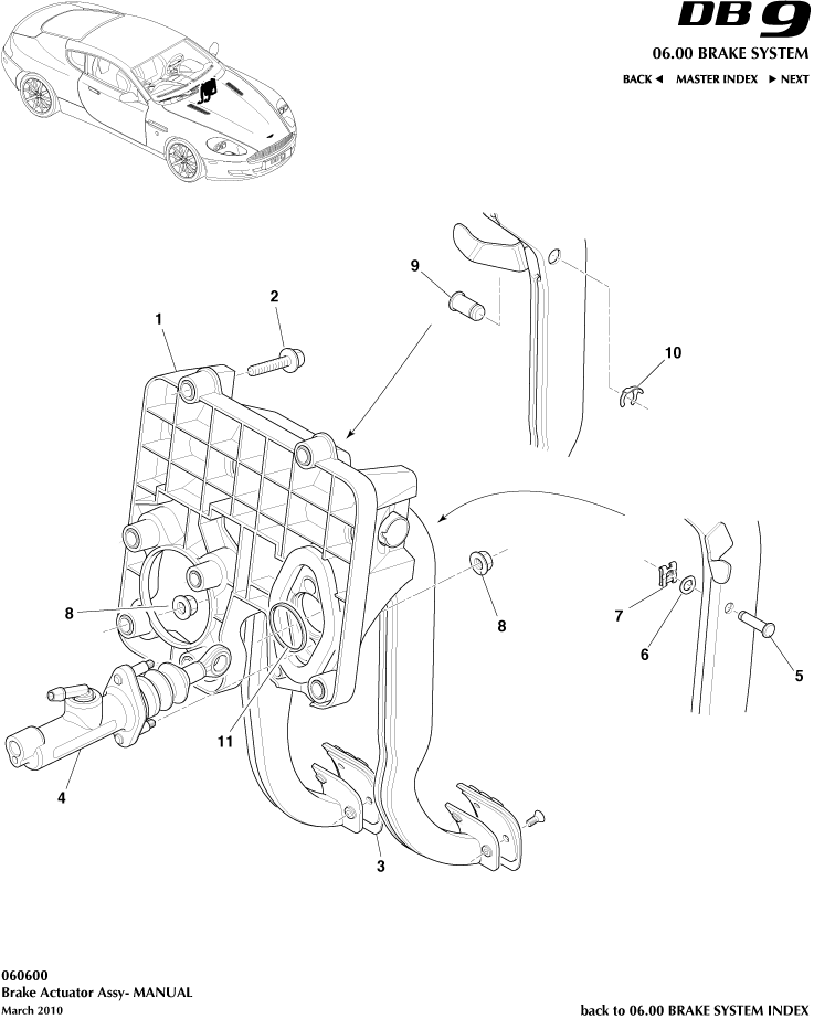 Brake Actuator Assembly, Manual of Aston Martin Aston Martin GT DB9 (2004-2017)
