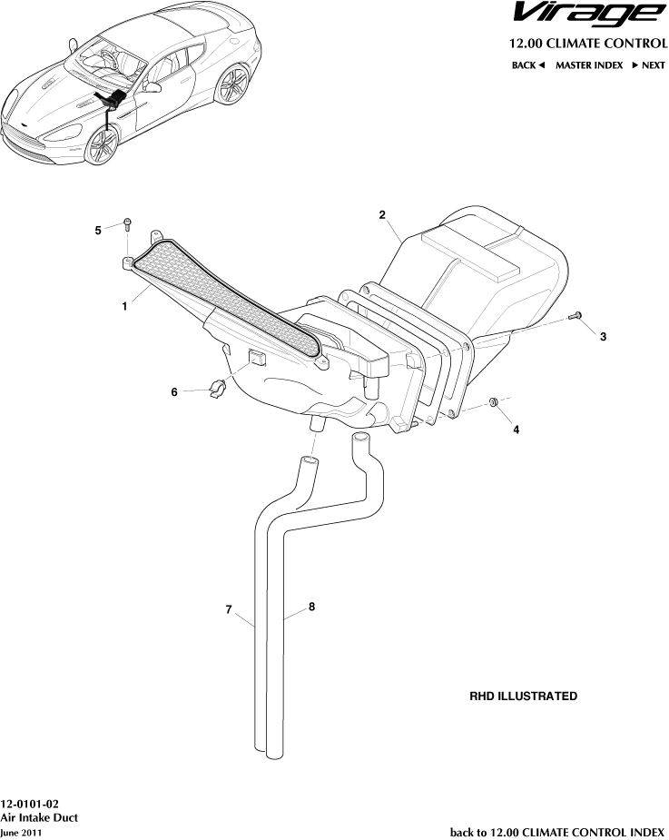 Air Intake Components of Aston Martin Aston Martin GT VIRAGE (2012-2013)