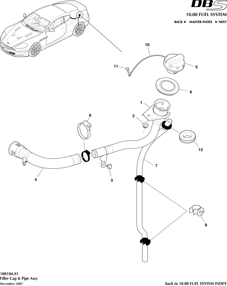 Fuel Filler Cap & Pipe, Coupe of Aston Martin Aston Martin GT DBS (2007-2012)