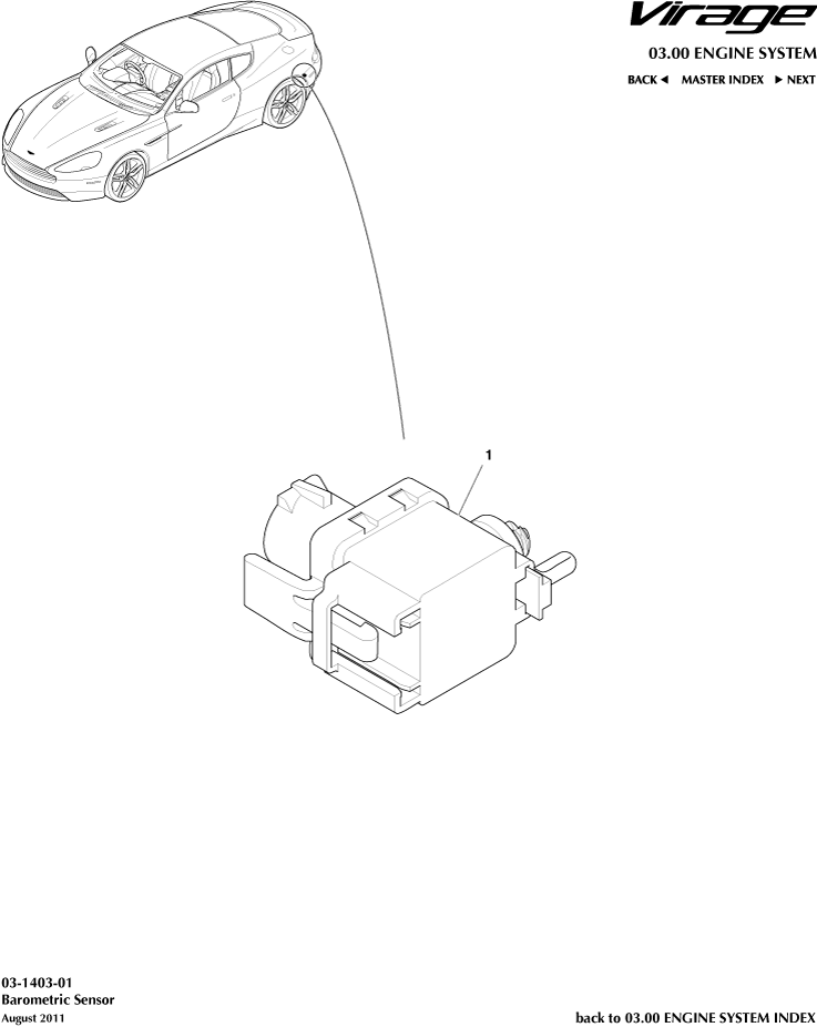 Barometric Sensor of Aston Martin Aston Martin GT VIRAGE (2012-2013)