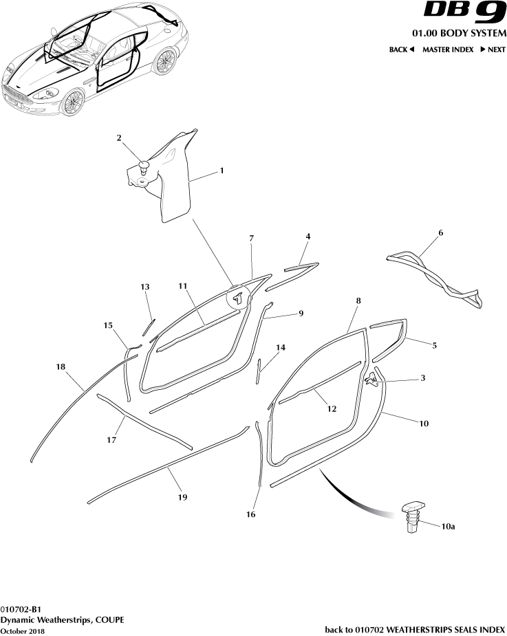 Weatherstrip Seals - Dynamic Weatherstrips, Coupe of Aston Martin Aston Martin GT DB9 (2004-2017)