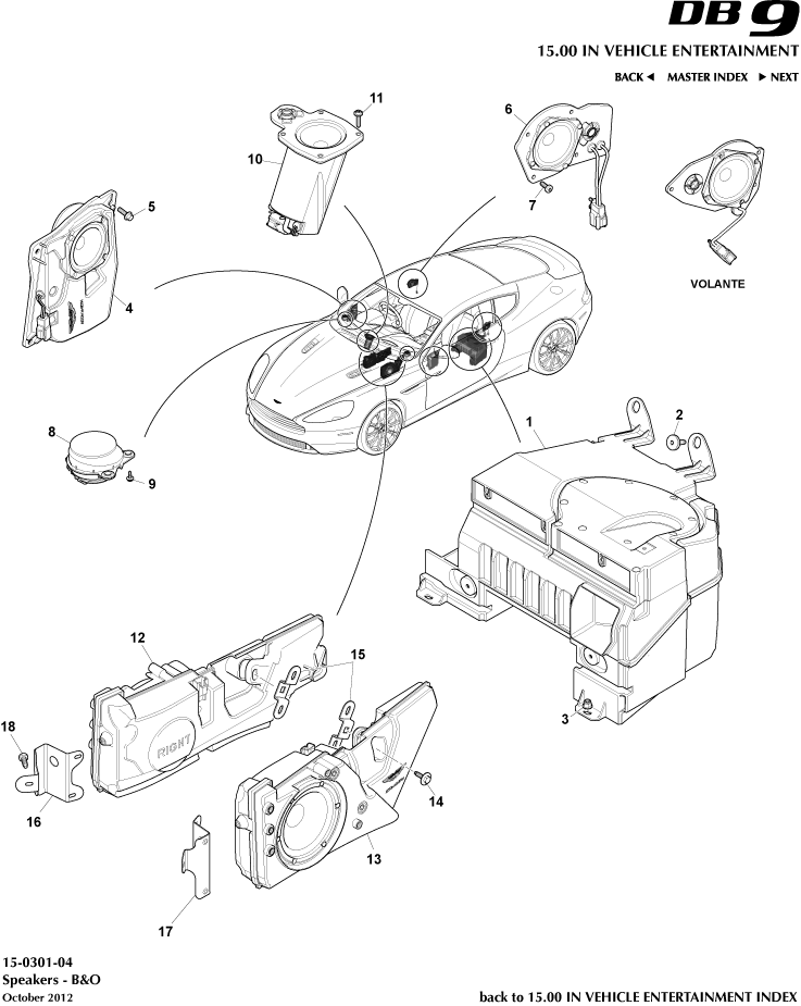 Speakers, B&O of Aston Martin Aston Martin GT DB9 (2004-2017)