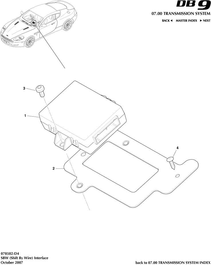 Shift by Wire Interface of Aston Martin Aston Martin GT DB9 (2004-2017)