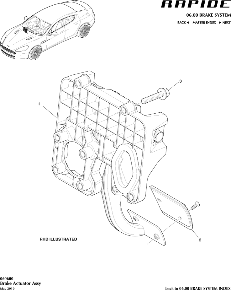 Brake Actuator Assembly of Aston Martin Aston Martin GT RAPIDE (2010-2019)