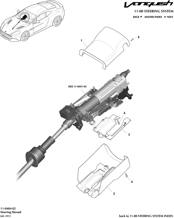 Column Shroud of Aston Martin Aston Martin GT VANQUISH (2013-2018)