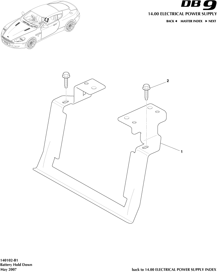 Battery Hold Downs of Aston Martin Aston Martin GT DB9 (2004-2017)