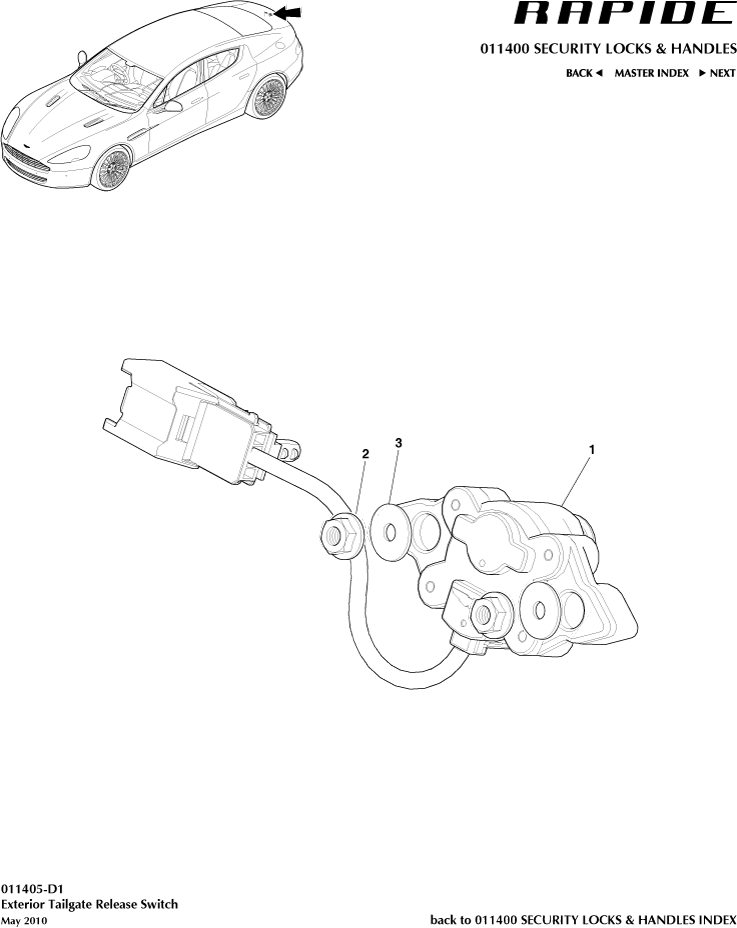 Handles & Locks Mechanisms - Tailgate Release of Aston Martin Aston Martin GT RAPIDE (2010-2019)