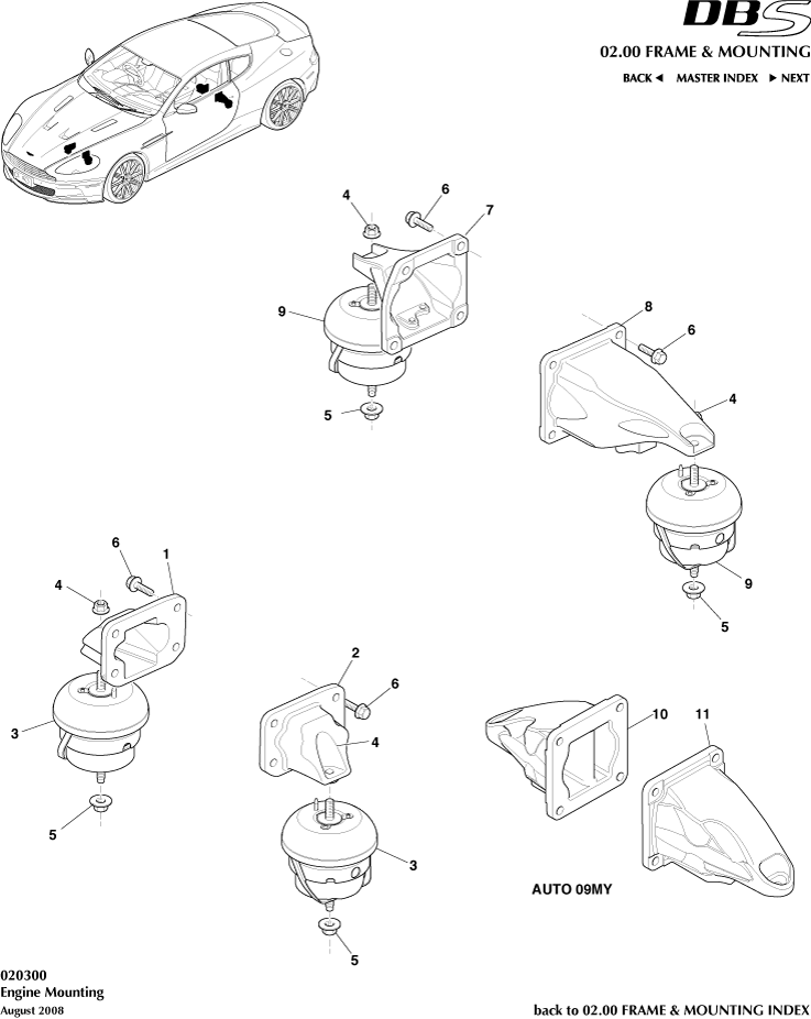 Engine Mountings of Aston Martin Aston Martin GT DBS (2007-2012)