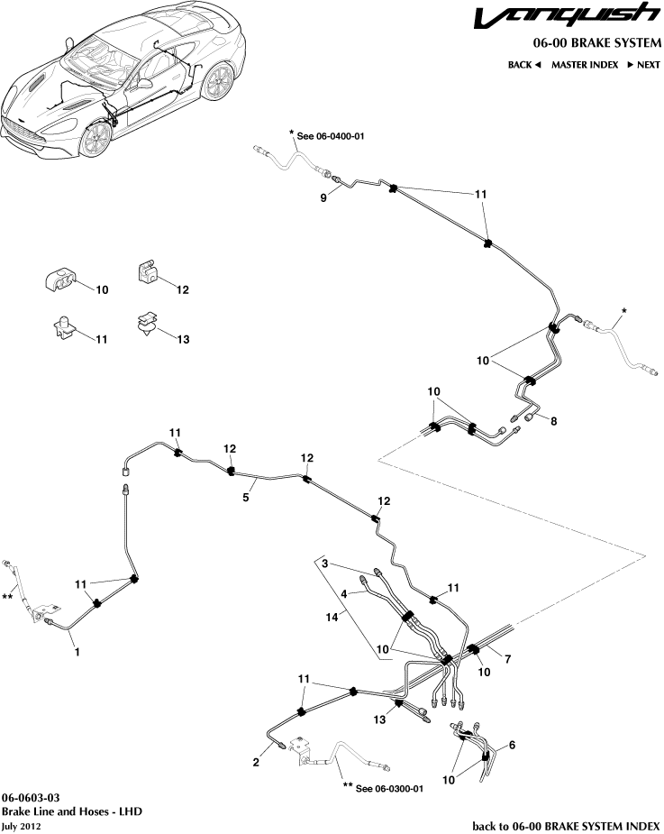 Brake Lines & Hoses, LHD of Aston Martin Aston Martin GT VANQUISH (2013-2018)