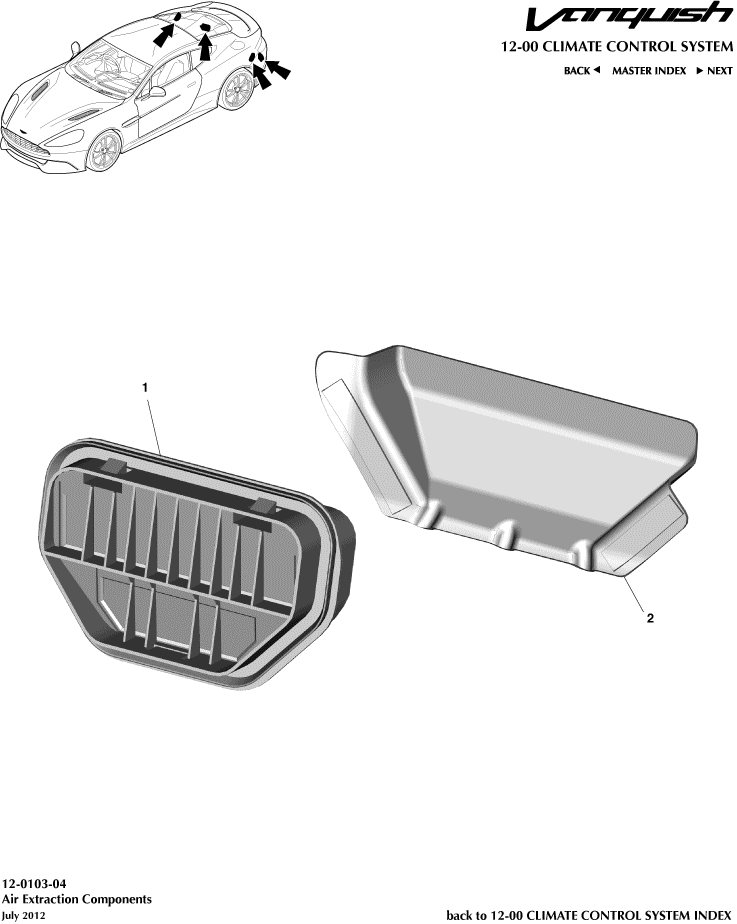 Air Extraction Components of Aston Martin Aston Martin GT VANQUISH (2013-2018)