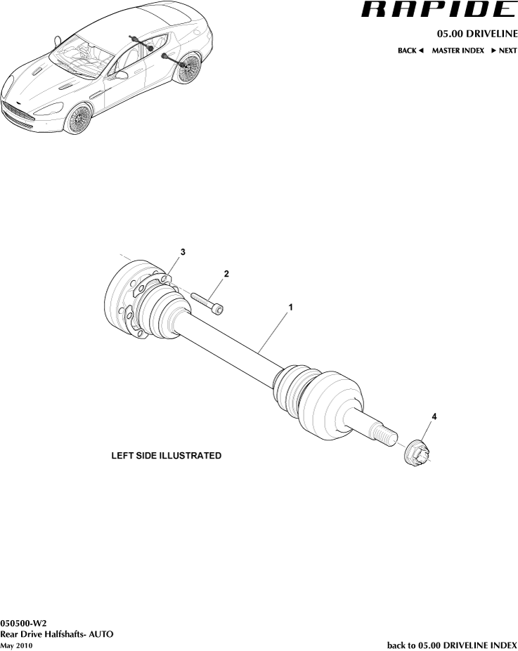 Rear Halfshaft Assembly of Aston Martin Aston Martin GT RAPIDE (2010-2019)