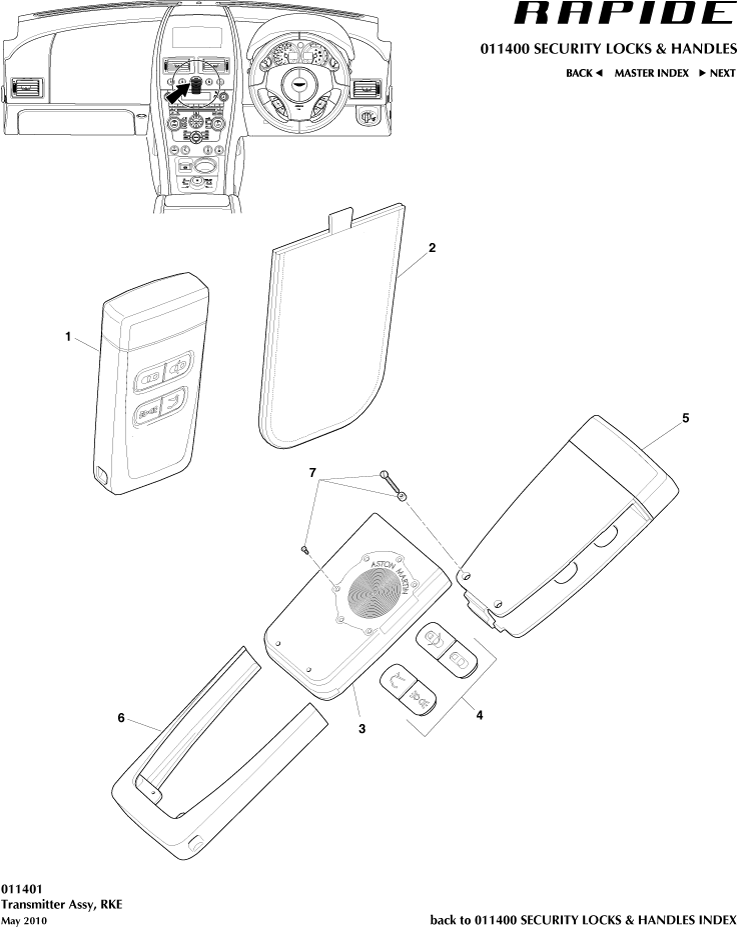 Handles & Locks Mechanisms - RKE Transmiter of Aston Martin Aston Martin GT RAPIDE (2010-2019)