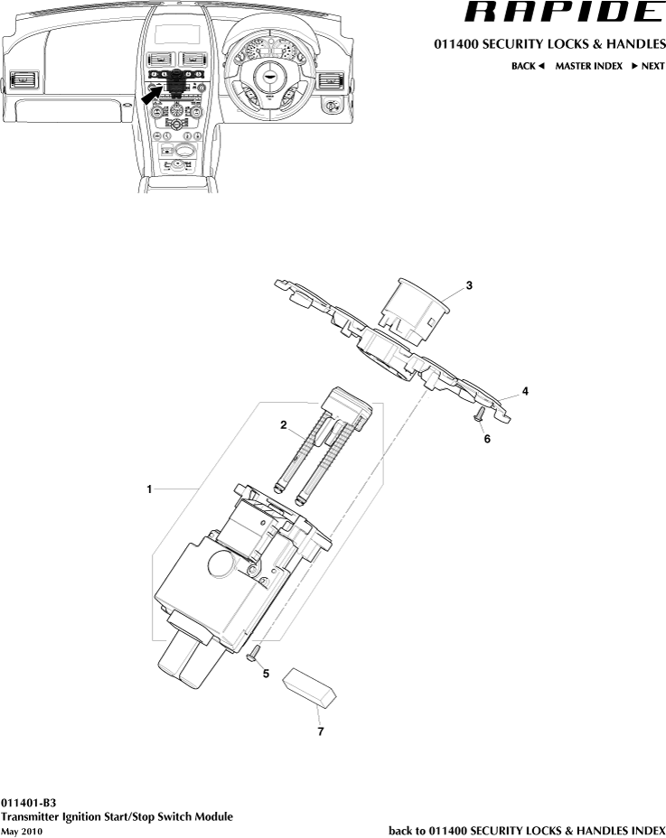 Handles & Locks Mechanisms - Start/Stop Module of Aston Martin Aston Martin GT RAPIDE (2010-2019)