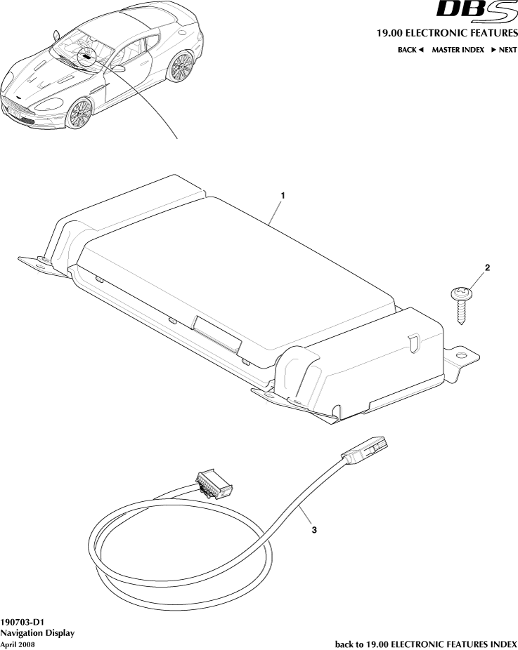 Navigation Display of Aston Martin Aston Martin GT DBS (2007-2012)