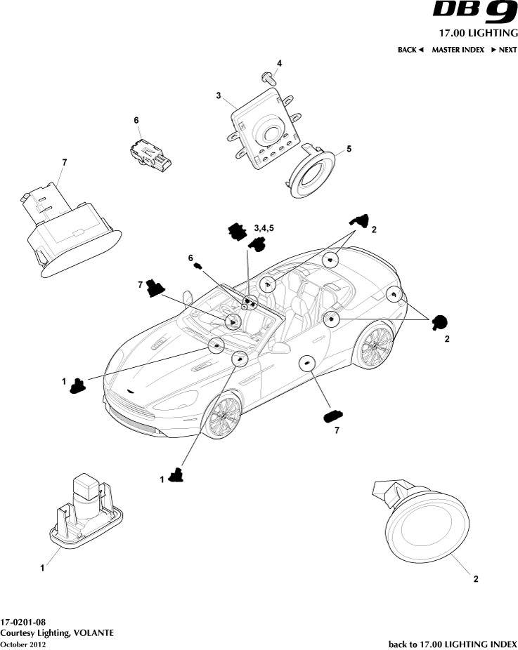 Courtesy Lighting, Volante of Aston Martin Aston Martin GT DB9 (2004-2017)