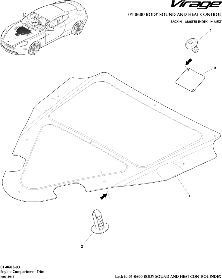 Sound & Heat Control - Engine Compartment Trim of Aston Martin Aston Martin GT VIRAGE (2012-2013)