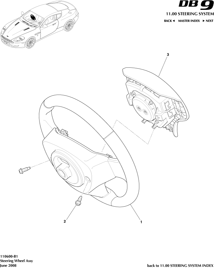 Steering Wheel Assembly of Aston Martin Aston Martin GT DB9 (2004-2017)