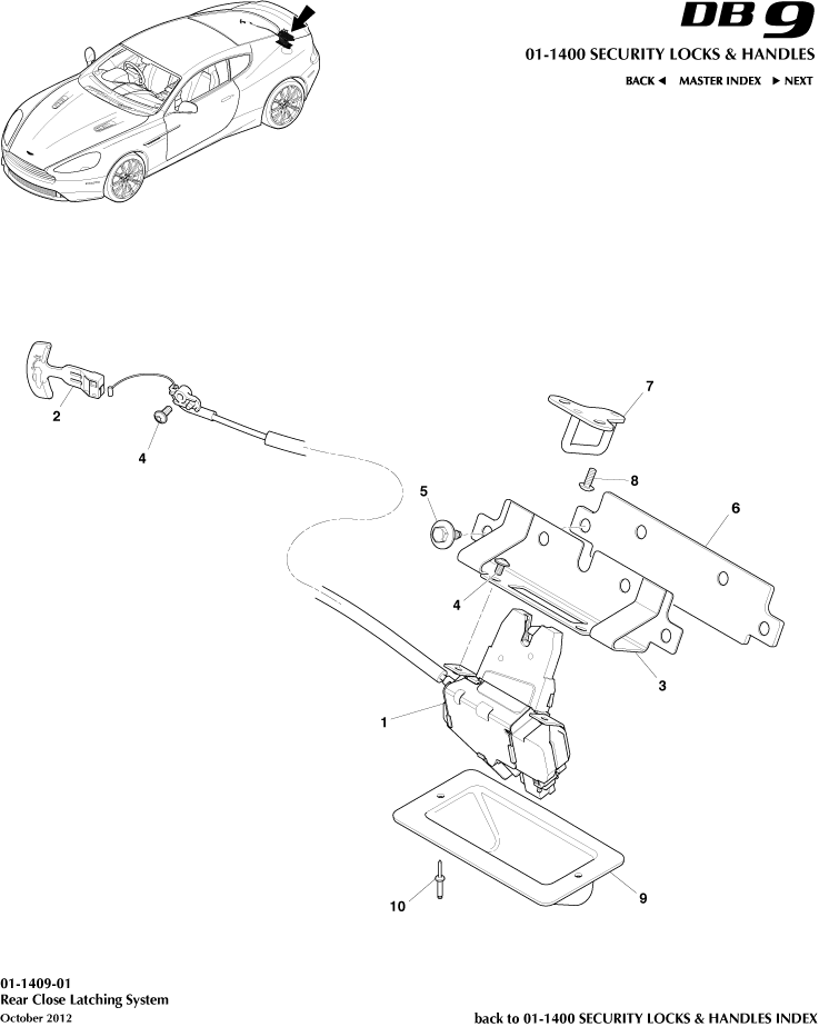 Handles & Locks Mechanisms - Rear Closure Latches of Aston Martin Aston Martin GT DB9 (2004-2017)