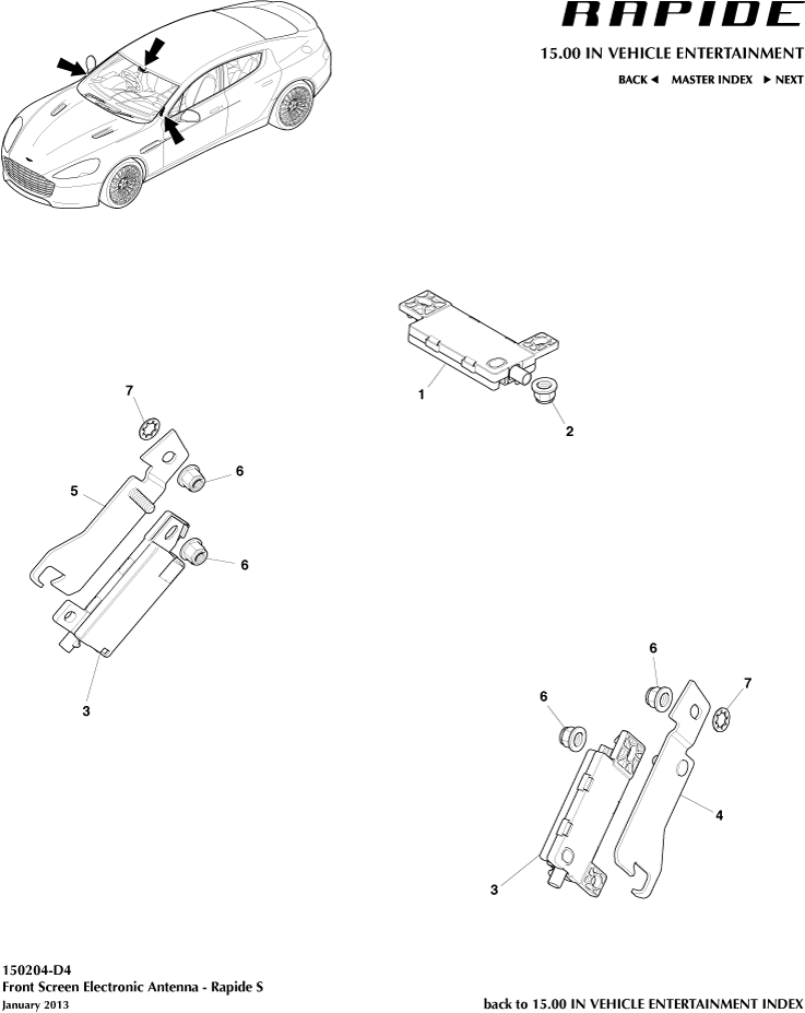 Electronic Antenna, 13MY to 14.5MY of Aston Martin Aston Martin GT RAPIDE (2010-2019)