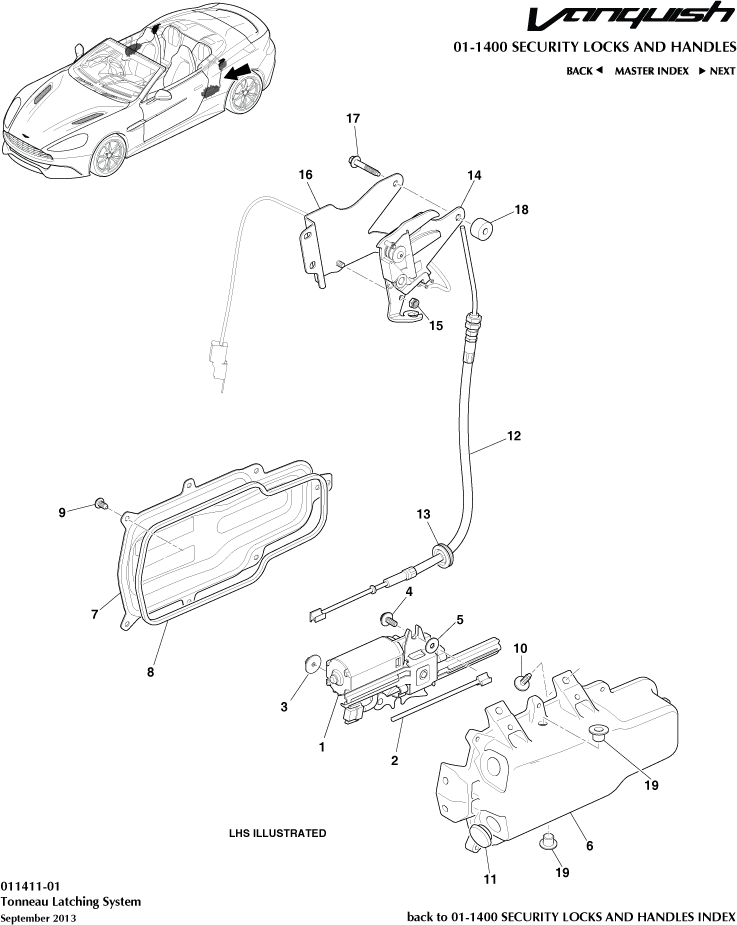 Handles & Locks Mechanisms - Tonneau Latches of Aston Martin Aston Martin GT VANQUISH (2013-2018)