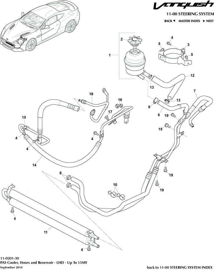 PAS Hoses, LHD to 15MY of Aston Martin Aston Martin GT VANQUISH (2013-2018)