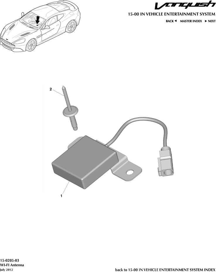FI Antenna of Aston Martin Aston Martin GT VANQUISH (2013-2018)