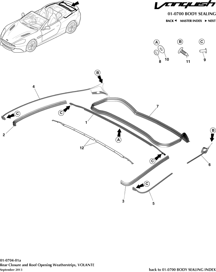 Body Sealing - Rear Closure Weatherstrip, Volante of Aston Martin Aston Martin GT VANQUISH (2013-2018)
