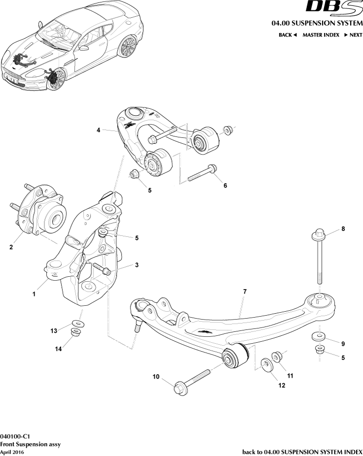 Front Suspension Assembly of Aston Martin Aston Martin GT DBS (2007-2012)