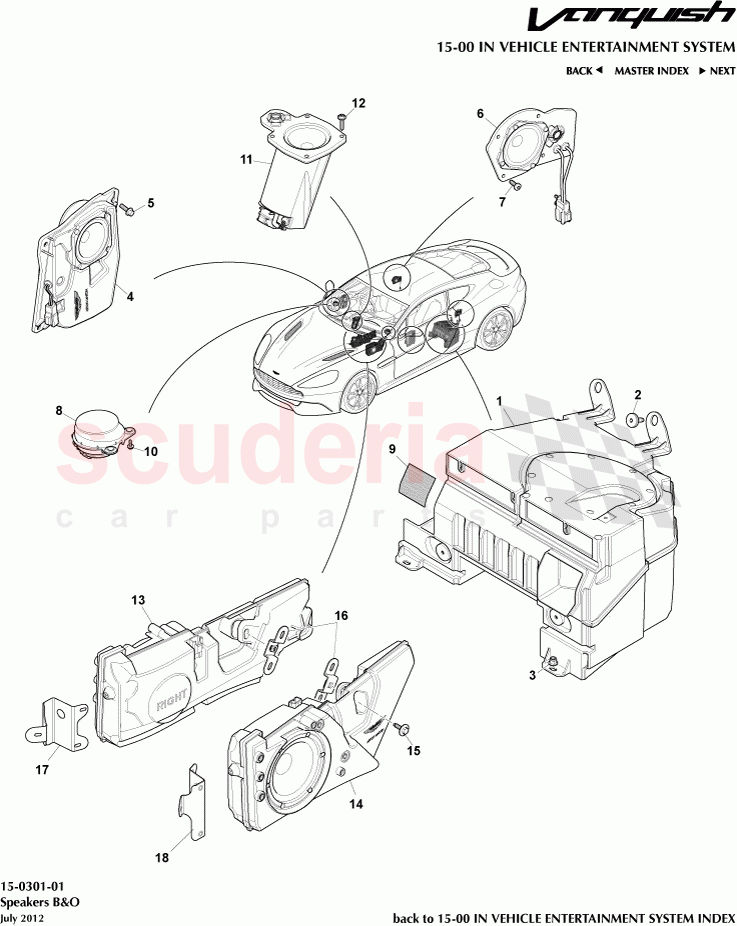Speakers B&O of Aston Martin Aston Martin Vanquish (2012+)