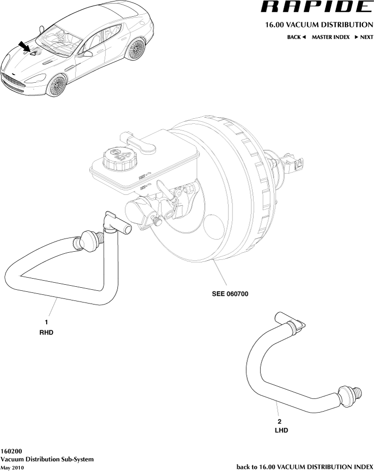 Vacuum Distribution Subsystem of Aston Martin Aston Martin GT RAPIDE (2010-2019)