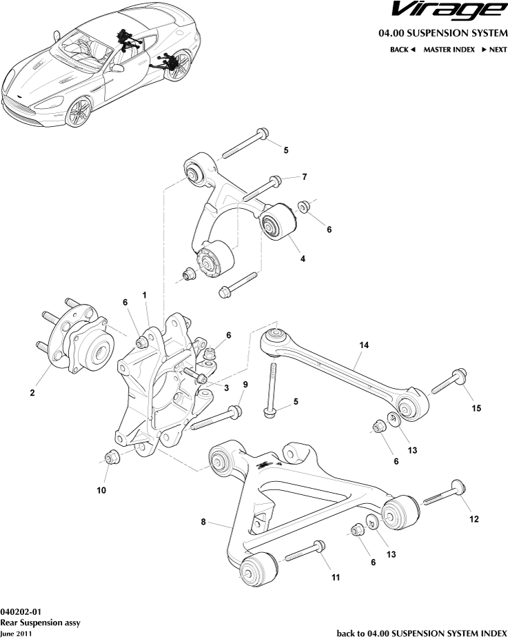 Rear Suspension Assembly of Aston Martin Aston Martin GT VIRAGE (2012-2013)