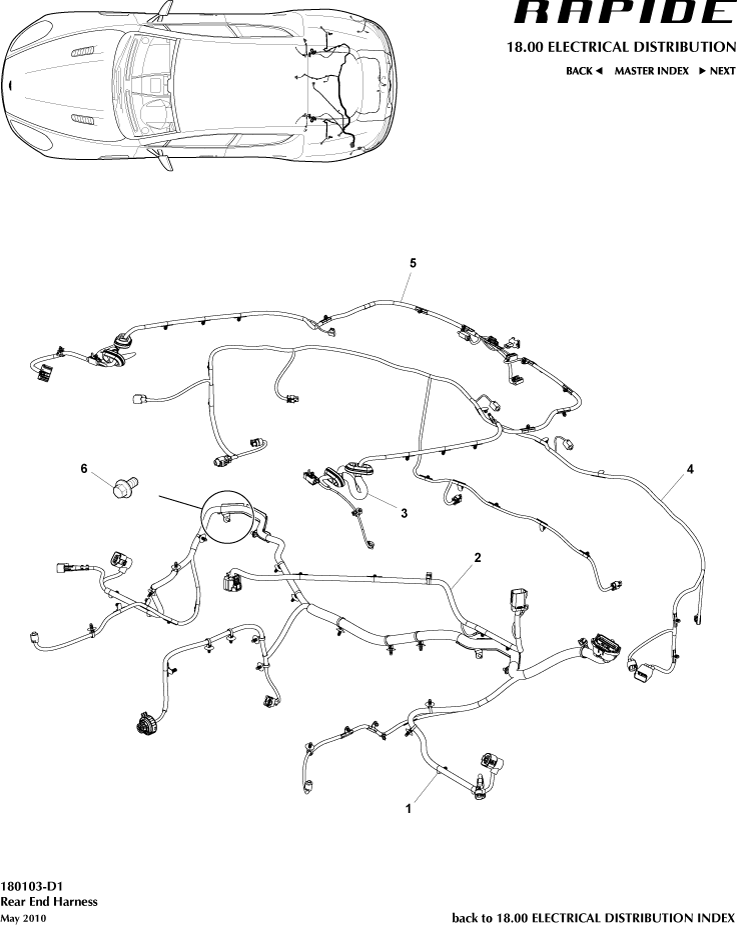 Rear End Harness of Aston Martin Aston Martin GT RAPIDE (2010-2019)