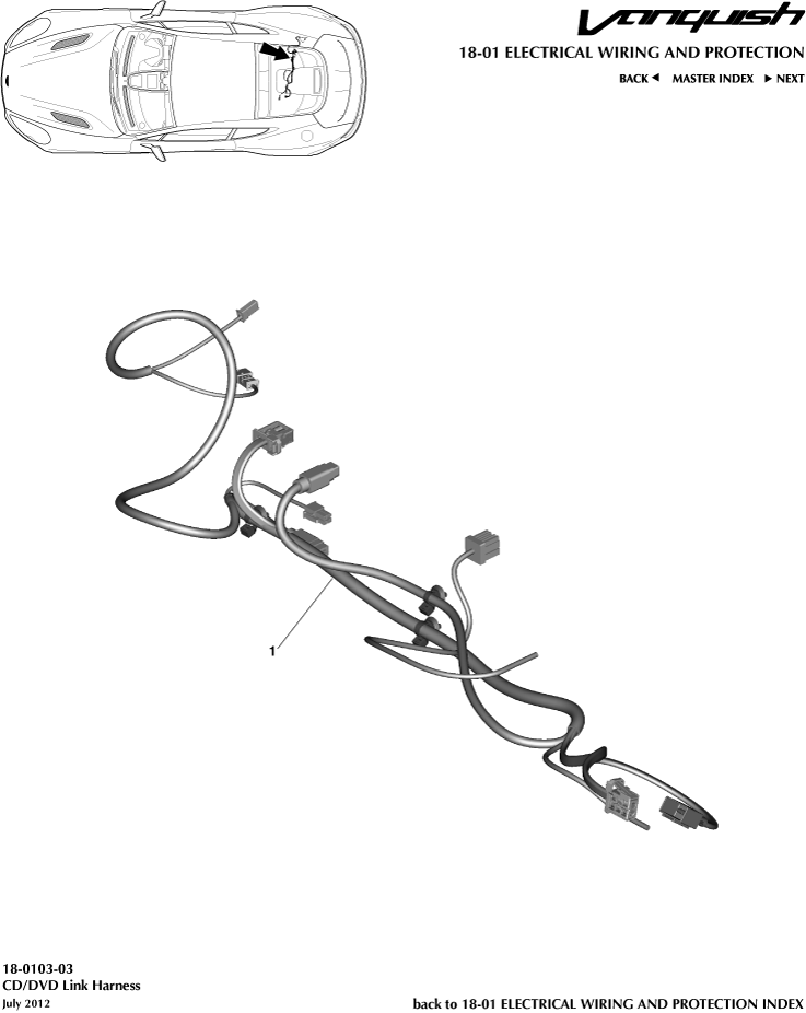 Electrical Wiring & Protection - CD/DVD Link Harness of Aston Martin Aston Martin GT VANQUISH (2013-2018)