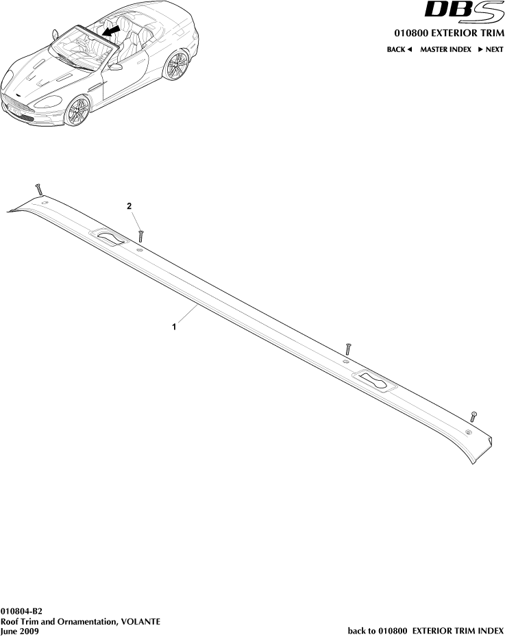 Exterior Trim - Roof Trim , Volante of Aston Martin Aston Martin GT DBS (2007-2012)