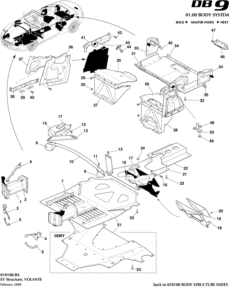 Body Structure - EV Structure, Volante of Aston Martin Aston Martin GT DB9 (2004-2017)