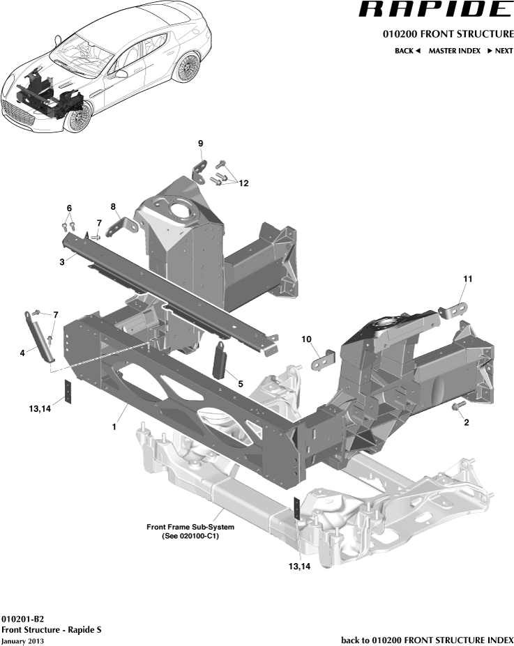 Front End Structure - front Structure, 'S' of Aston Martin Aston Martin GT RAPIDE (2010-2019)