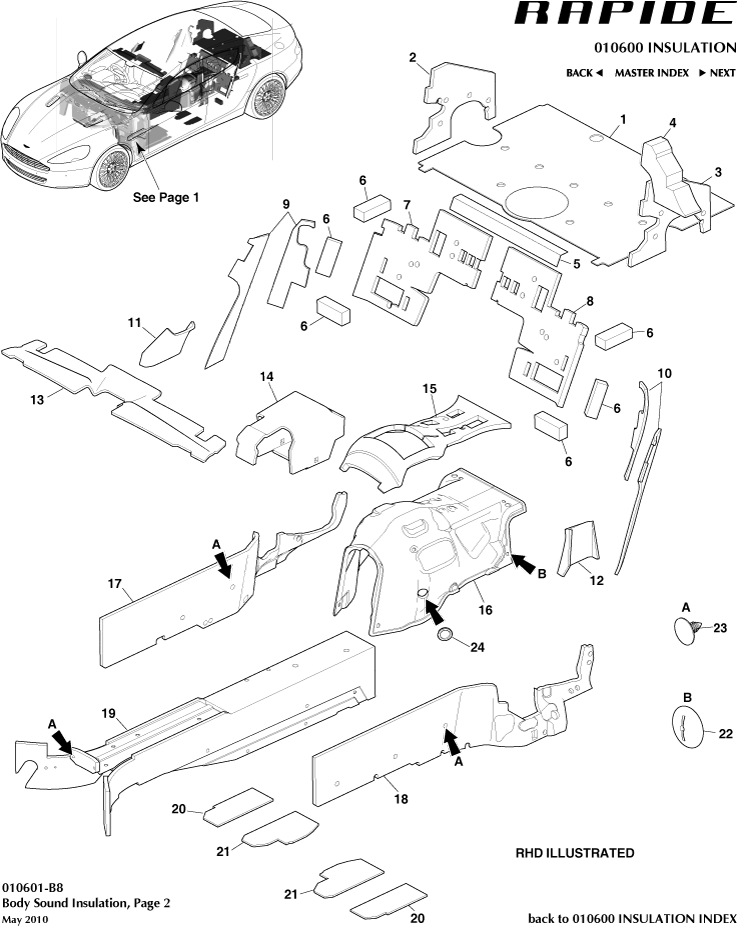 Sound & Heat Control - Noise Insulation, Rear of Aston Martin Aston Martin GT RAPIDE (2010-2019)