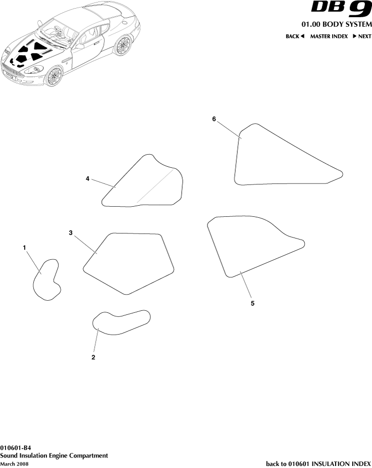 Sound Insulation, Engine Comp of Aston Martin Aston Martin GT DB9 (2004-2017)