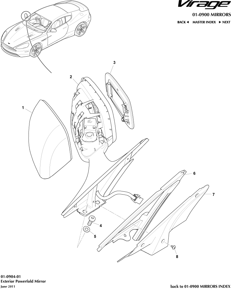 Rear View Mirrors - Exterior Rear View Mirrors of Aston Martin Aston Martin GT VIRAGE (2012-2013)