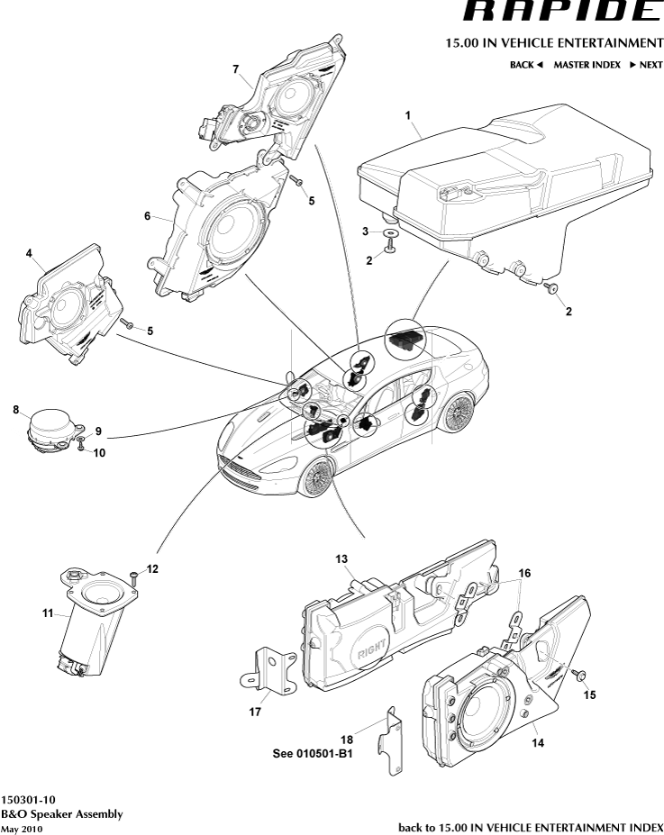 Speakers, B&O of Aston Martin Aston Martin GT RAPIDE (2010-2019)